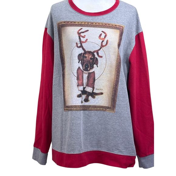 Ugly Christmas Fleece sweatshirt, whimsical, novelty, dog lover, loungewear - Picture 1 of 6